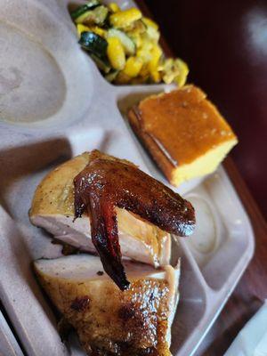 Chicken, cornbread and squash