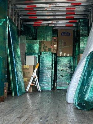 ABF Freight load-up- NOT the same as your moving truck.  Space wise awesome: cost wise affordable: measures taken to make sure no damage=$$$