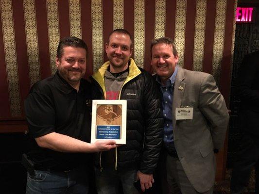 Award presentation to Dan A., from Doug MCFarland and Ted Hood.