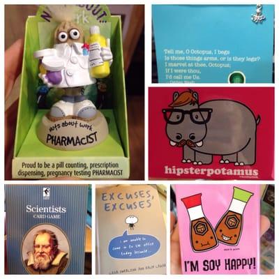 random cute gift finds... toys, magnets, jewelry, playing cards, books etc