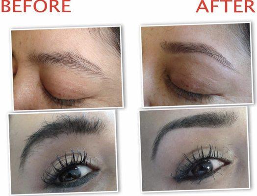 Eyebrow before and after.