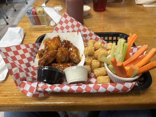 Sweet Heat wings and tots dine-in special