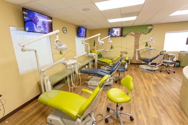 Your child will enjoy getting their professional teeth cleaning in our open bay area.