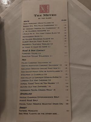 Wine by the Glass Menu