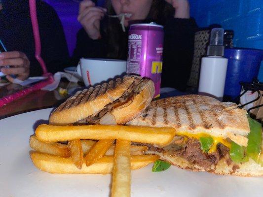 Cheesesteak Panini and Gazoza drink