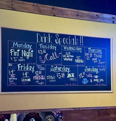 Daily drink specials...