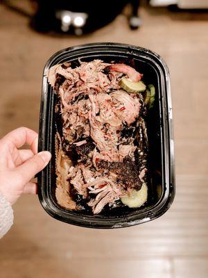 Pulled pork - very well salted.