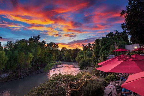 Patio Sunset looking over the Guadalupe river