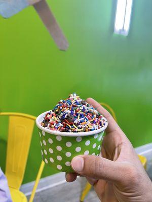 Chocolate Ice Cream with Rainbow Sprinkles