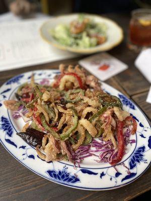 Salt and Pepper Squid and Caesar Salad