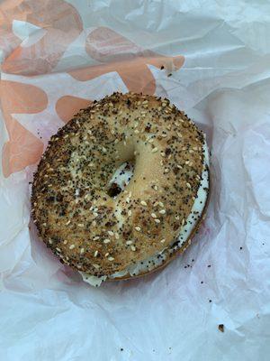 Pretty good everything bagel with cream cheese