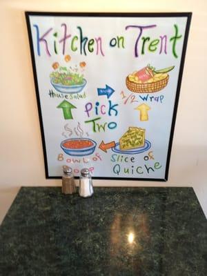 Kitchen on Trent sign showing your choices