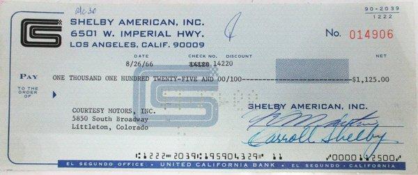 First Autograph check Carroll Shelby