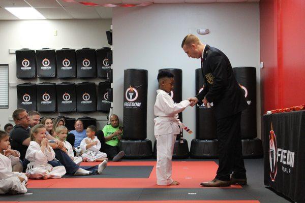 Earning his new belt