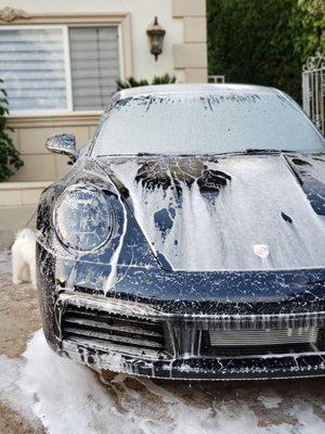 2020 Porsche 911 Carrera S getting a wash.