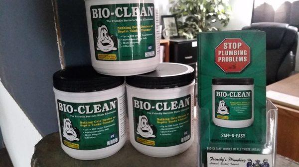 We offer Bio Clean. Its a great treatment for septic tanks as well as pipe maintenance