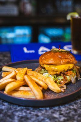 Cheeseburger and fries