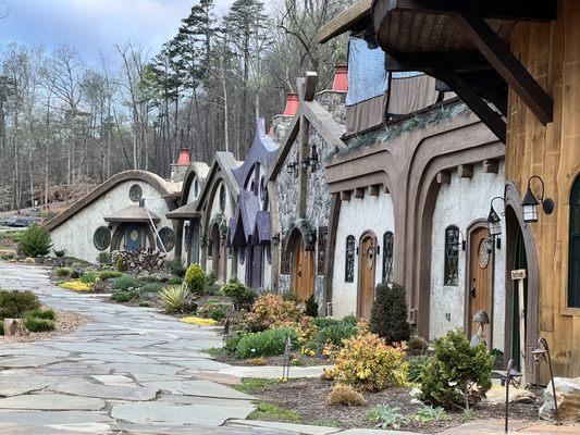 Row of unique bungalows