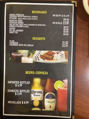 Drinks menu & Dessert