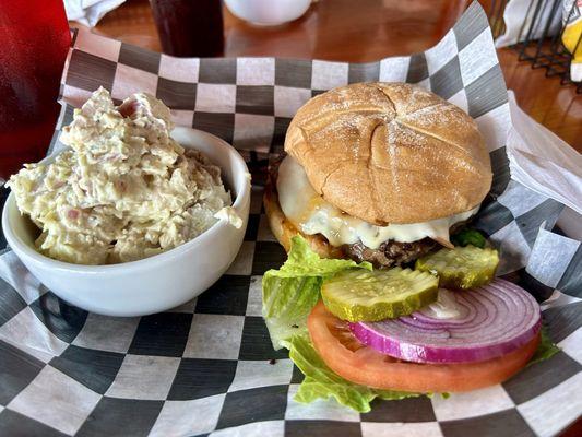 Burger & potato salad