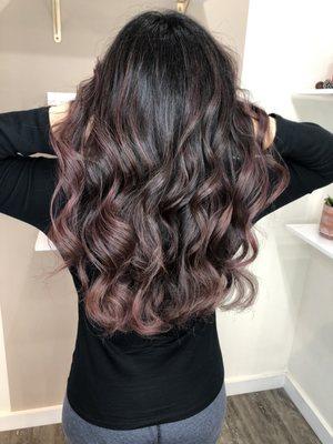 After with ash brown and rose gold balayage