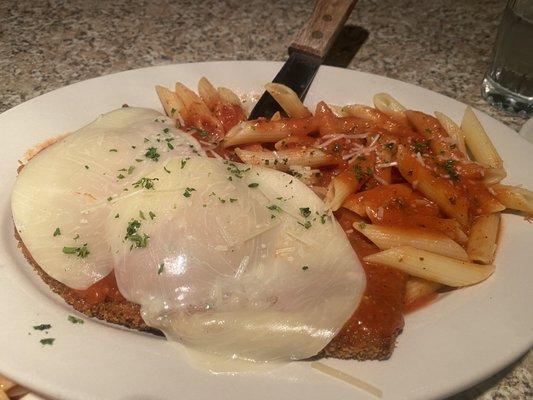 Eggplant Parmigiana with a side of pasta