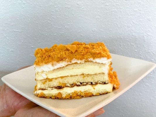 lemon crunch cake slice layers angle