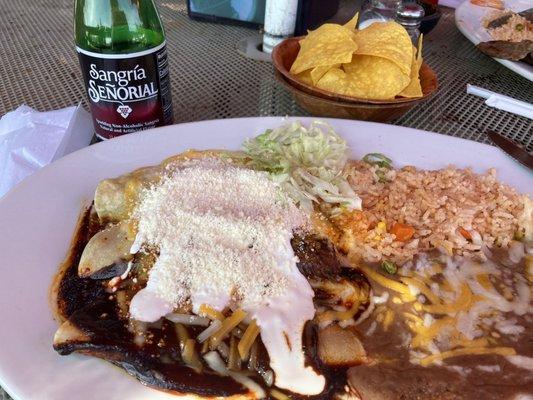 Three different enchiladas.