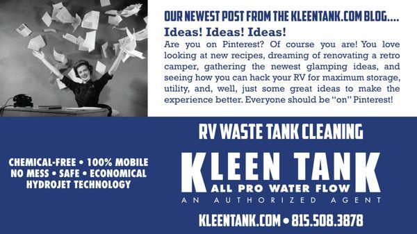 Visit Kleen Tank on Pinterest to see what we've pinned and shared! Go to Pinterest.com/KleenTank today!