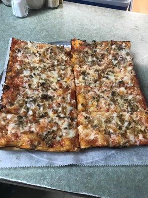 Mushroom and cheese pizza