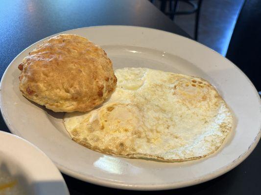 Over easy and cheese biscuit