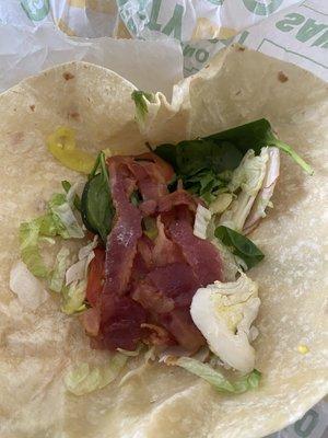 Turkey bacon avocado "wrap"