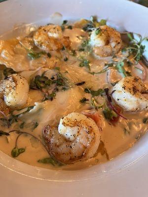 Lobster stuffed ravioli.