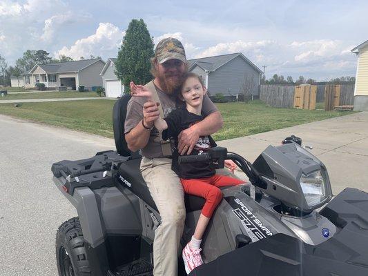 My daughter Mackies debut on her new four wheeler