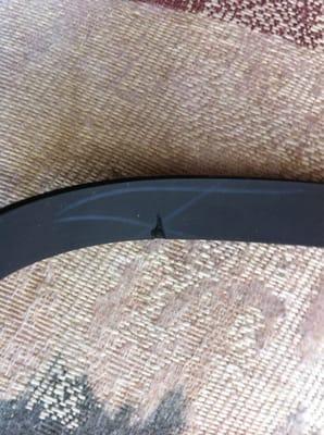 Defective belt sold to me. As you can see, they already identified the defect with a marking.