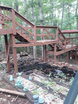 Steps leading from a private campsite down to the trail below built by the owner!