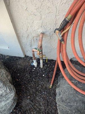 Our customer wanted an outdoor faucet (Hose Bib) installed.  So we were able to add one and update their main water service shut-off valve.