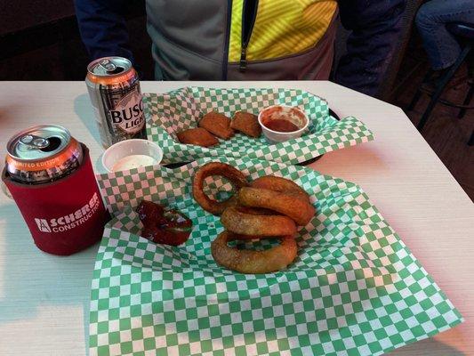 Fried ravioli and onion rings! Perfect after a fall SxS ride in the mountains! Yum!