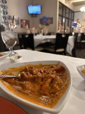 Butter chicken; front dining space