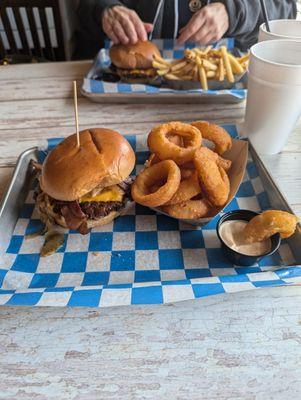 Double bacon cheeseburger &  rings for me,!