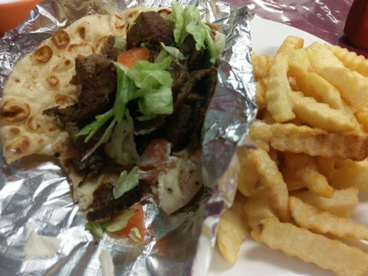 Doner Kabob (lamb) with fries