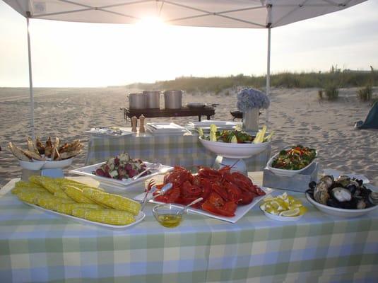 Our Classic Clambake can be done at your home or a beach ask us for details.