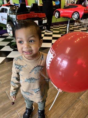 Son's first hair cut. Cant load the before, but he had long curly hair.