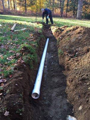 Installation of new septic drain