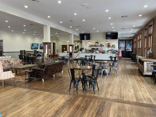 The coffee shop upstairs. We got both the pecan rolls and cinnamon rolls - so good!