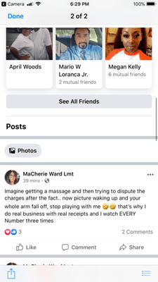 This is the message she posted 5 minutes after my daughters massage! Do NOT go there!!!!