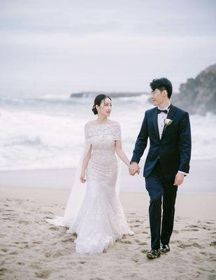 Bride Ge wearing a made-to-measure gown