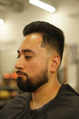 Low fade, natural line up and beard service