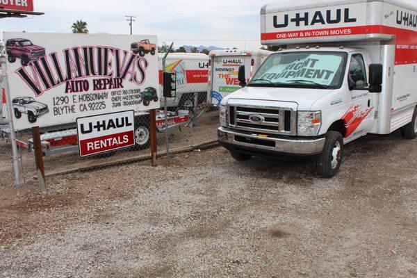 Our sign and a Uhaul Truck