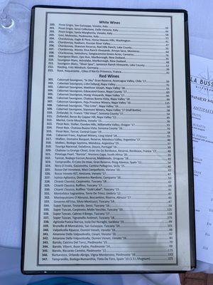 Wine list